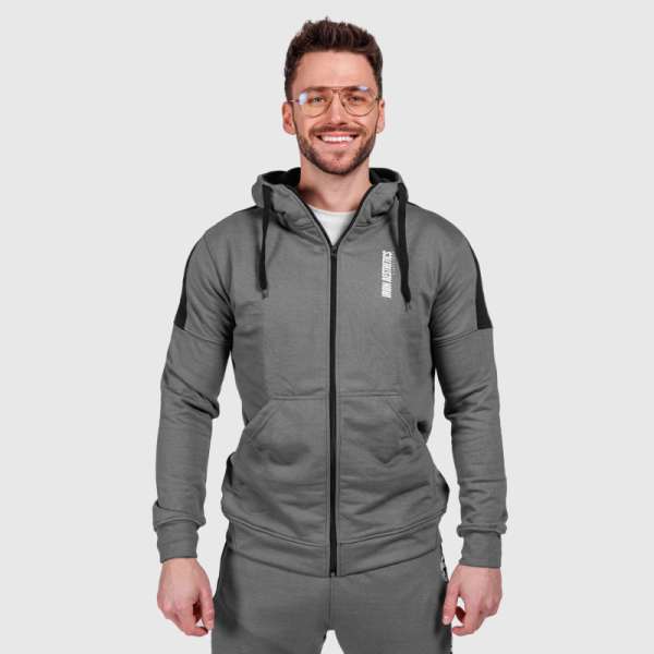 Cipzáros pulóver Iron Aesthetics Fit Kit, szürke