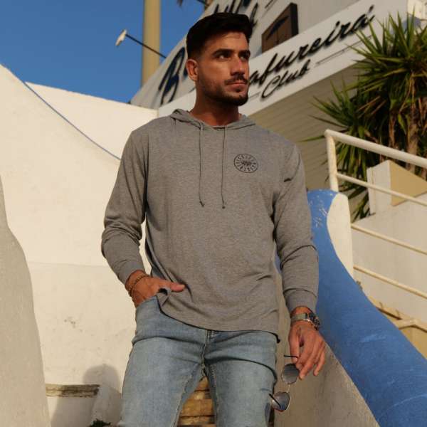 Hosszú ujjú póló kapucnival Iron Aesthetics Favor, szürke