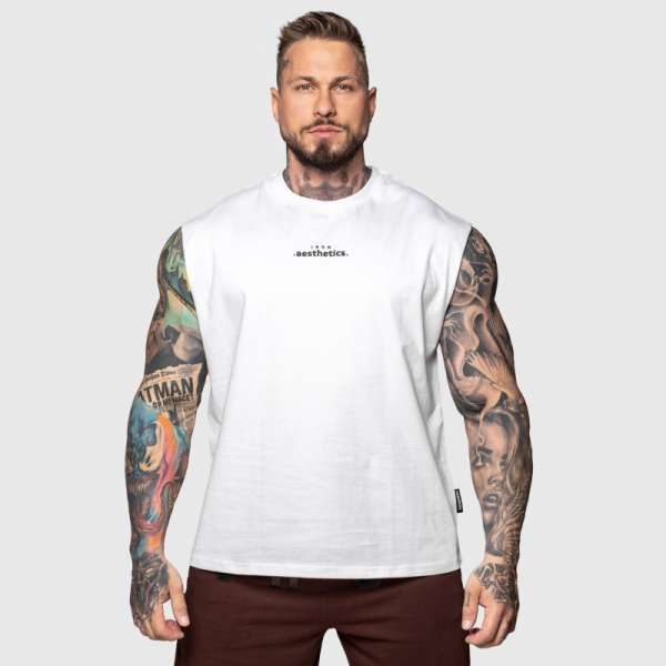 Férfi atléta Iron Aesthetics Muscle Tee, fehér