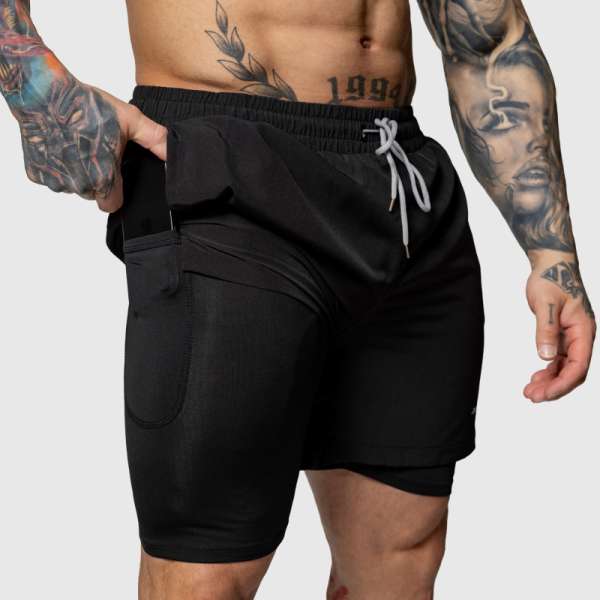 Férfi úszónadrág Iron Aesthetics  Vortex Core 2in1, fekete