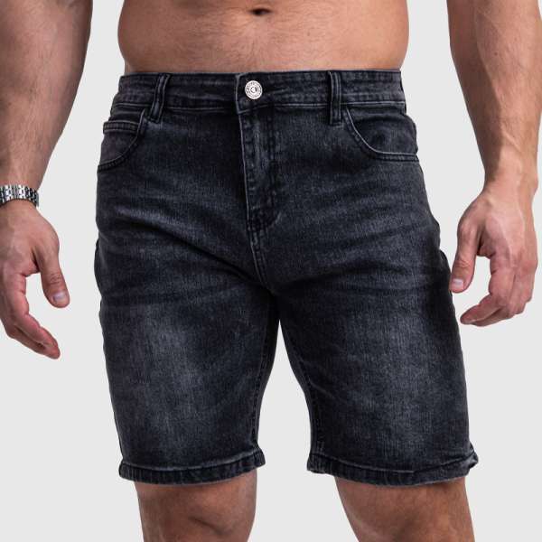 Férfi farmer rövidnadrág Iron Aesthetics Denim Stretch, fekete