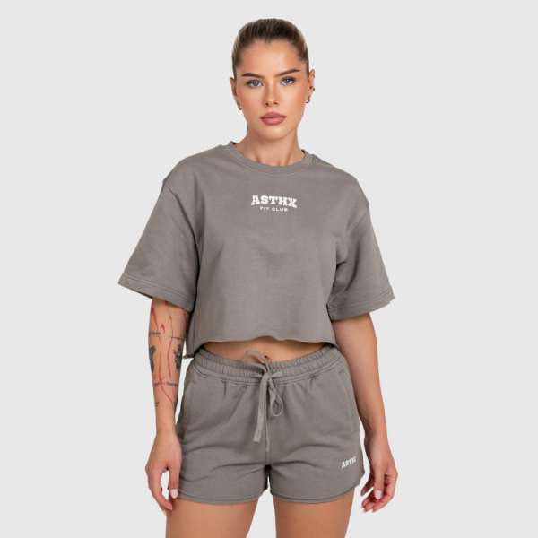 Női crop top Iron Aesthetics Heavy-Terry, szürke