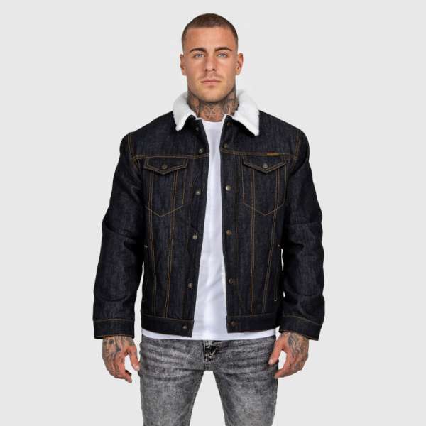 Férfi farmerkabát Iron Aesthetics Sherpa, fekete
