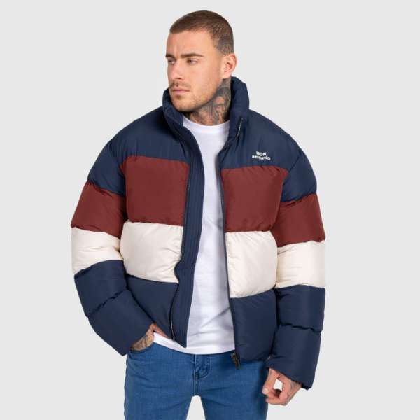 Férfi dzseki Iron Aesthetics Block Puffer, navy
