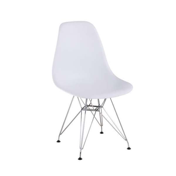Modern műanyag szék fém lábbal, fehér - UPPSALA - Butopêa