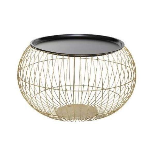 Fém gömb alakú asztalka, nagy, arany-fekete - SPHERE - Butopêa