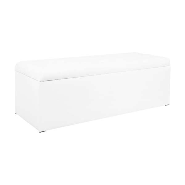 Ülőkés műbőr tároló puff, 130 cm, fehér - MADISON - Butopêa