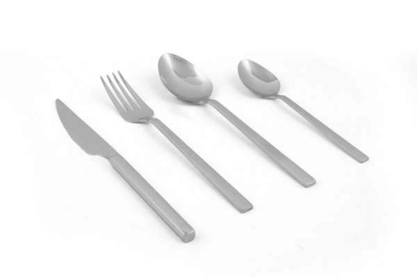 Rozsdamentes acél étkészlet, 24 db-os, ezüst - DESIGN - Butopêa