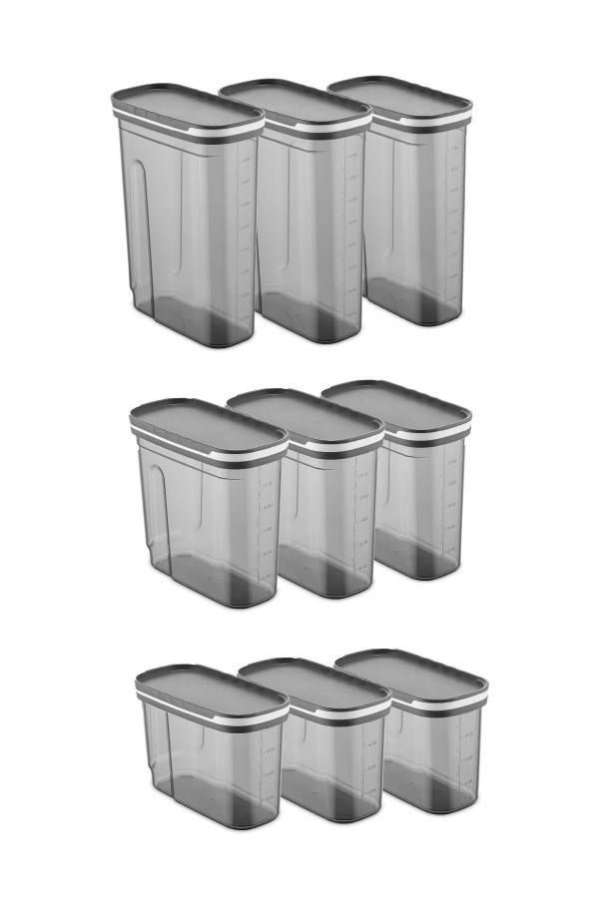 Műanyag tárolódoboz szett, 9 db-os, szürke - PARTY - Butopêa