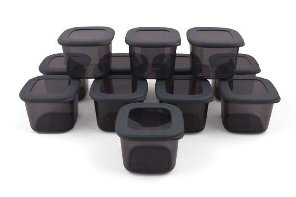 Műanyag tárolódoboz szett, 12 db-os, szürke - EPICIER - Butopêa