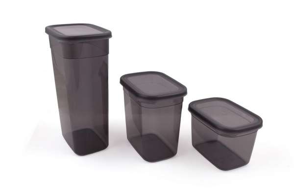 Műanyag tárolódoboz szett, 12 db-os, szürke - EPICIER - Butopêa