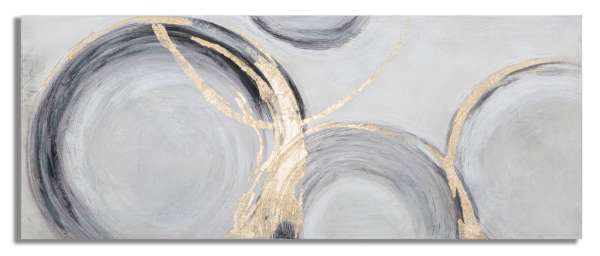 Absztrakt vászon kép 150x60 cm, antracit, arany - RONDS - Butopêa