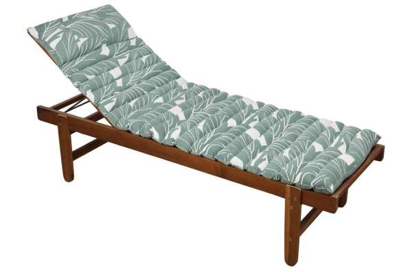 Matrac napozóágyhoz, levélmintás, pamut - poliészter, zöld - fehér, 60x180 cm - AKITA - Butopêa