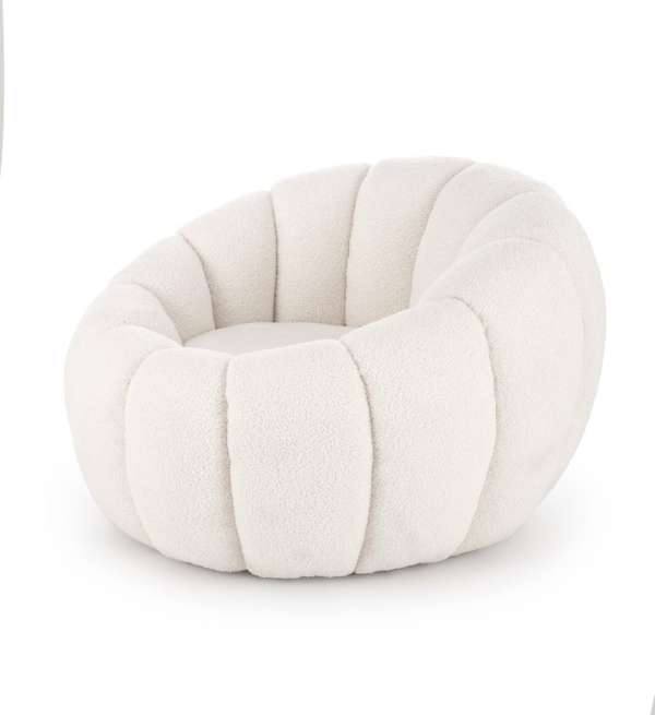 Fotel, buklé szövet, krémszínű - RONDO - Butopêa