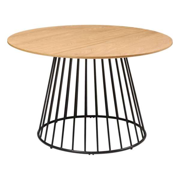 Étkezőasztal, 120 cm kerek, fa, fekete fém lábbal - CAGEAT - Butopêa