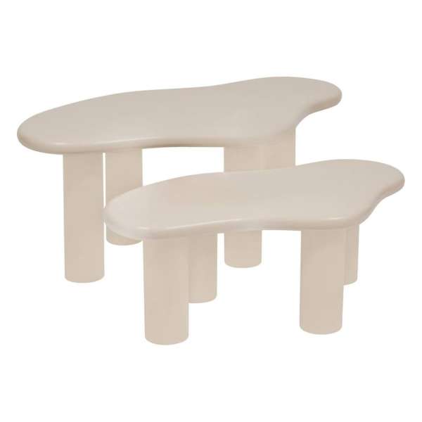 Dohányzóasztal szett 2 db organikus forma, fa, 40/30 cm, bézs - CABRI - Butopêa