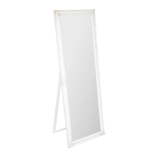Állótükör faragott fa kerettel, fehér, 172 x 62 cm - LIBERTÉ - Butopêa
