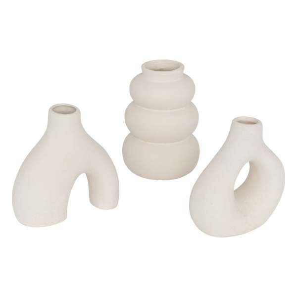 3 darabos fehér kerámia váza szett 9 cm - BOUQUET - Butopêa