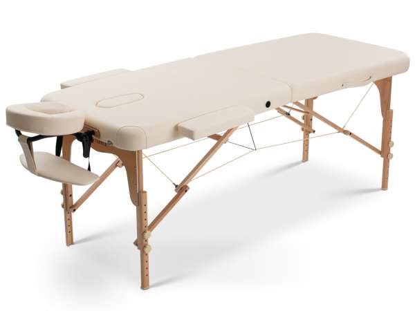 FABULO Uno Set összecsukható és hordozható favázas masszázságy Szín: krém