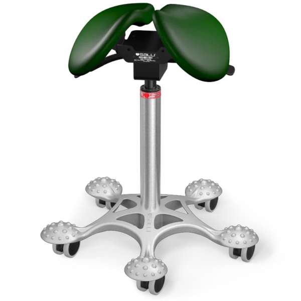 Salli Twin nyeregszék Kárpit színe: Bőr - fenyőzöld #98015, Szerkezet: króm + masszázs Salli bázis, Testmagasság_ Alacsony (S) - 150 cm-ig