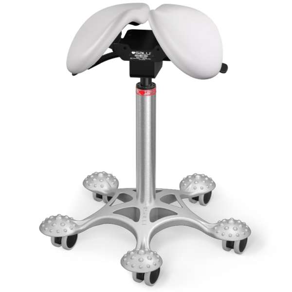 Salli Twin nyeregszék Kárpit színe: Bőr - fehér #00109, Szerkezet: króm + masszázs Salli bázis, Testmagasság_ Közepes (M) - 180 cm-ig