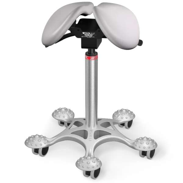 Salli Twin nyeregszék Kárpit színe: Bőr - világosszürke #01085, Szerkezet: króm + masszázs Salli bázis, Testmagasság_ Magas (L) - 170 cm-től