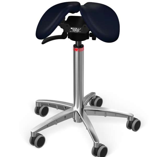 SALLI Swing nyeregszék Kárpit színe: Szintetikus bőr - éjkék #7609, Szerkezet: króm + standard bázis, Testmagasság_ Alacsony (S) - 150 cm-ig