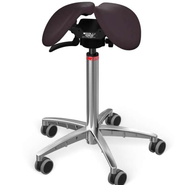 SALLI Swing nyeregszék Kárpit színe: Szintetikus bőr - acélszürke #6798, Szerkezet: króm + standard bázis, Testmagasság_ Alacsony (S) - 150 cm-ig