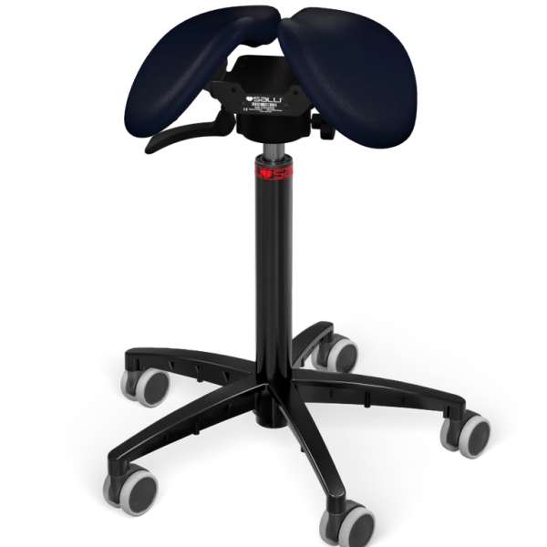 SALLI Swing nyeregszék Kárpit színe: Szintetikus bőr - éjkék #7609, Szerkezet: fekete + standard bázis, Testmagasság_ Alacsony (S) - 150 cm-ig