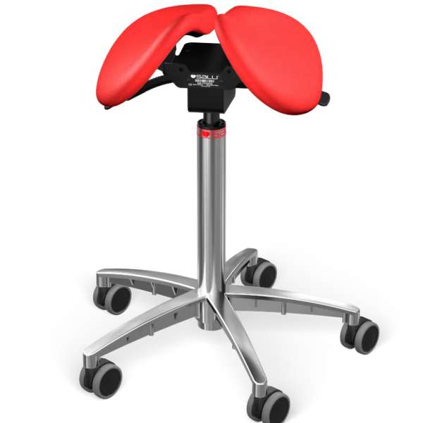 Salli Twin nyeregszék Kárpit színe: Bőr - piros #05011, Szerkezet: króm + standard bázis, Testmagasság_ Alacsony (S) - 150 cm-ig