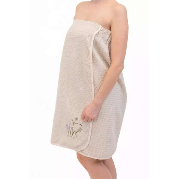 . Női szaunakilt - Virágok, len-pamut, természetes