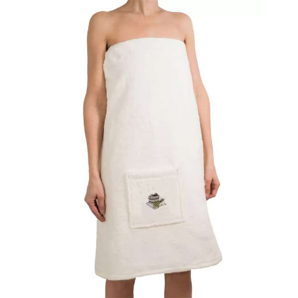 . Nõi szaunakilt hímzéssel, pamut, krém