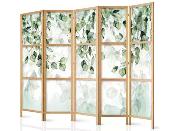 Fabulo 5 részes fa paraván - Zöld levelek