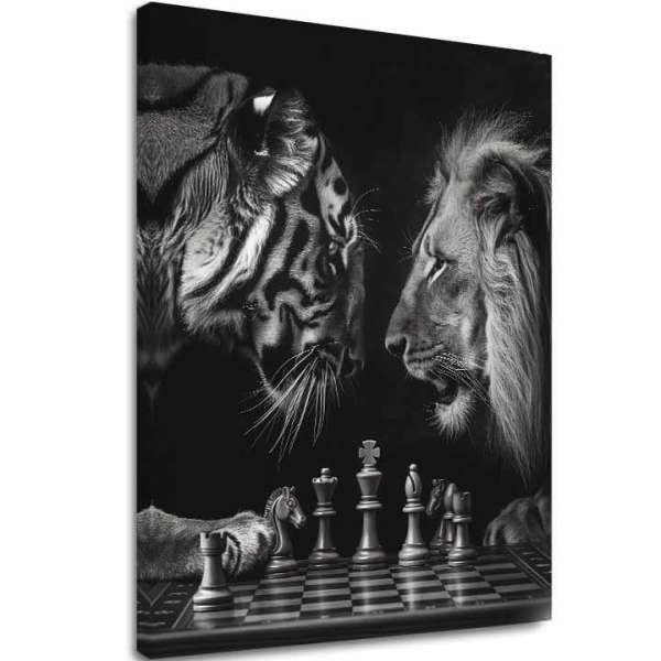 A kép a vásznon Oroszlán és tigris - Sakk stratégia