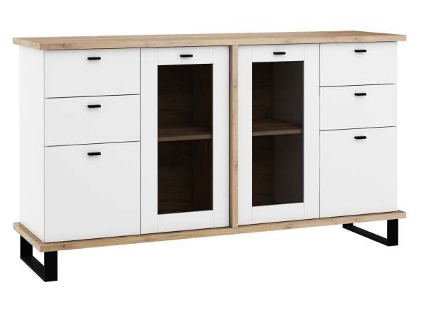 NAP-Cross-08 széles üvegajtós komód fiókokkal