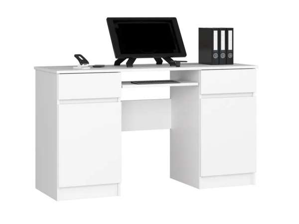 AKO-A-5 fiókos számítógépasztal polcokkal, fehér