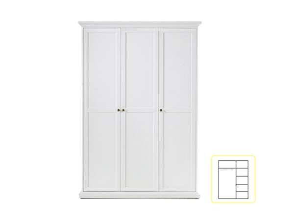 TEM-Paris 3-ajtós ruhásszekrény polcokkal