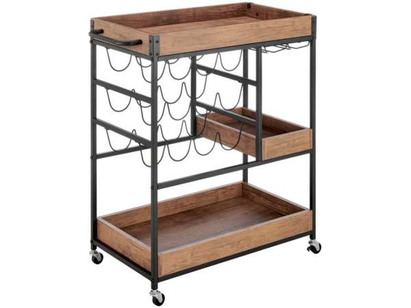 TEM-Portis tálalókocsi kivehető tálcával, polcokkal és palacktartóval