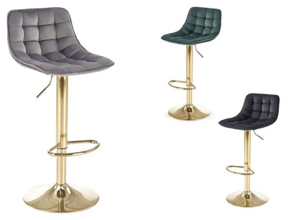 HAL-H120 bárszék szövet kárpittal, arany színű vázzal