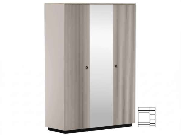 TEM-Domca 3D háromajtós gardróbszekrény tükörrel