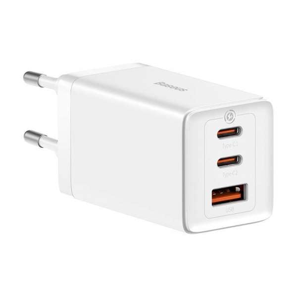 Baseus GaN5 Pro hálózati töltő 2xUSB-C + USB 65W, fehér