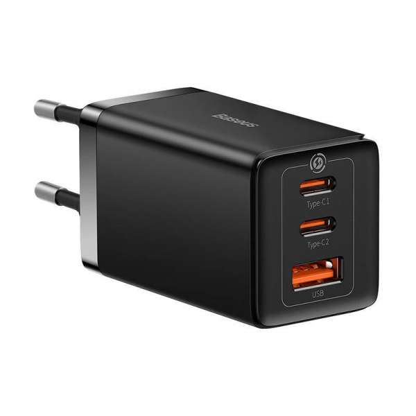 Baseus GaN5 Pro hálózati töltő 2xUSB-C + USB 65W, fekete