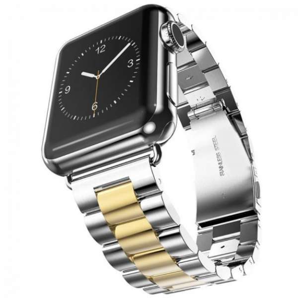 Steel Fit Rozsdamentes Acél Apple Watch Szíj - Ezüst arany - 38, 40, 41mm