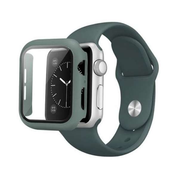 Szilikon Apple Watch Szíj és Tok (Azonos Színben) - Fenyő Zöld - M/L - 41mm