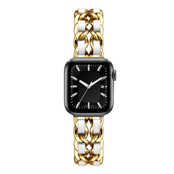 Ladies Rozsdamentes Acél Apple Watch Szíj - Arany - Fehér - 38, 40, 41mm