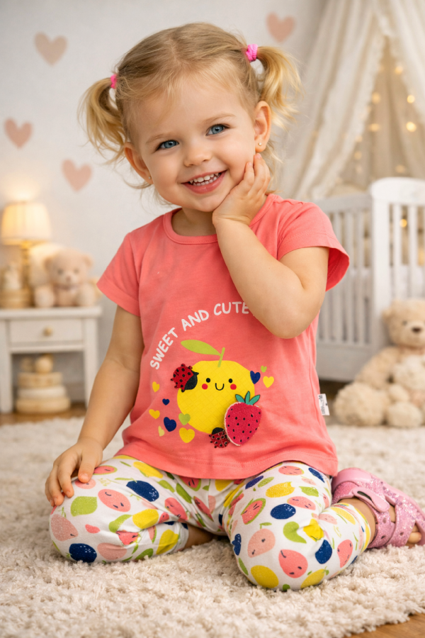 2részes kislány babaruha- Cute and sweet Méret: 86-92