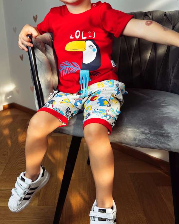 2részes babaruha szett- Papagáj Méret: 74-80