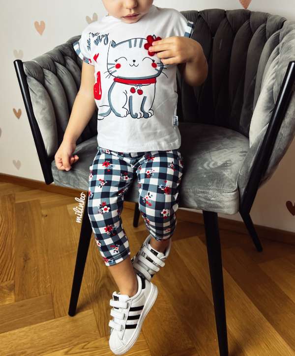 2részes kislány babaruha- Kiscica Méret: 68-74