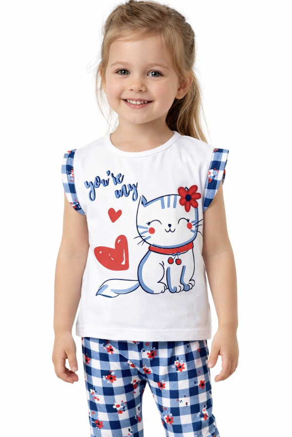 2részes kislány babaruha- Kiscica Méret: 68-74