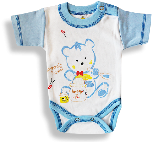 Baba body - rövid ujjú GREEDY BEAR, kék és fehér Méret: 56 (0-2hó)